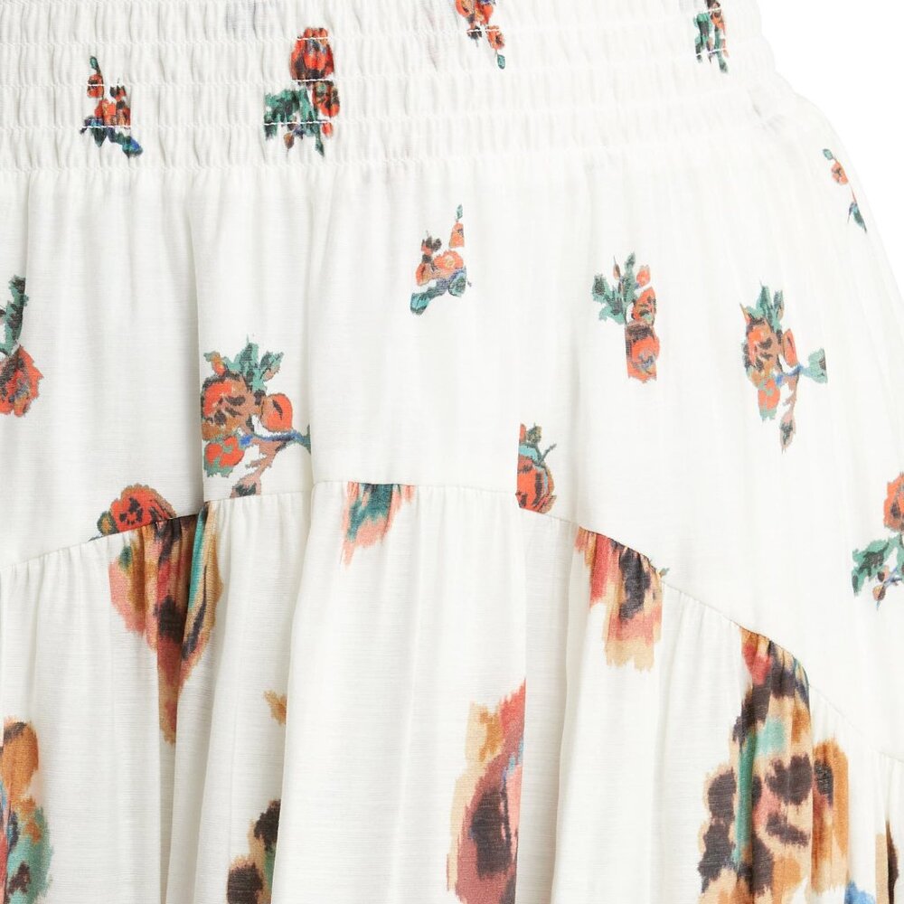 NWT Vince Ikat Floral Smocked Midi Skirt 2X Plus in Optic White - Picture 11 of 14